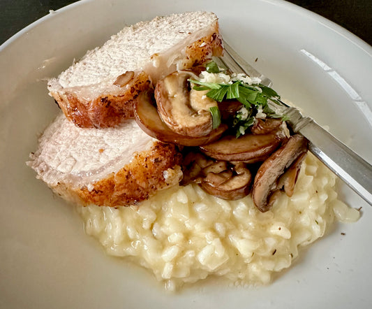 Roasted Pork Loin with Brown Butter Mushrooms